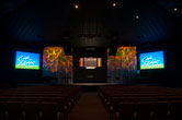 Church interior showing full lighting design for white stage wash, color, and motion integrated by HiFi Doc