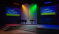 Church lighting design  implementation by HiFi Doc featuring lighting for white stage wash color and motion